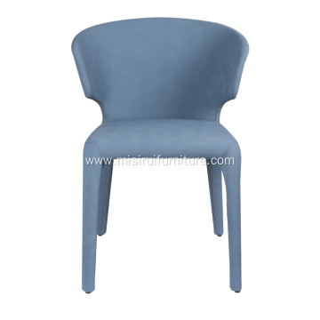 Blue faux leather injection mold foam dining chairs